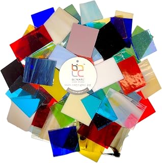BiNARi | 1.5 LB Fusible Glass Scraps Pieces - Assorted Color COE 96 System 96 Variety Glass Shards for Fusing, Mosaics &amp; Kiln Art