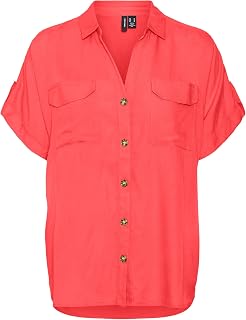 VERO MODA Vmbumpy Women's T-Shirt S/S Wvn Ga Noos Short Sleeve Shirt (Pack of 1)