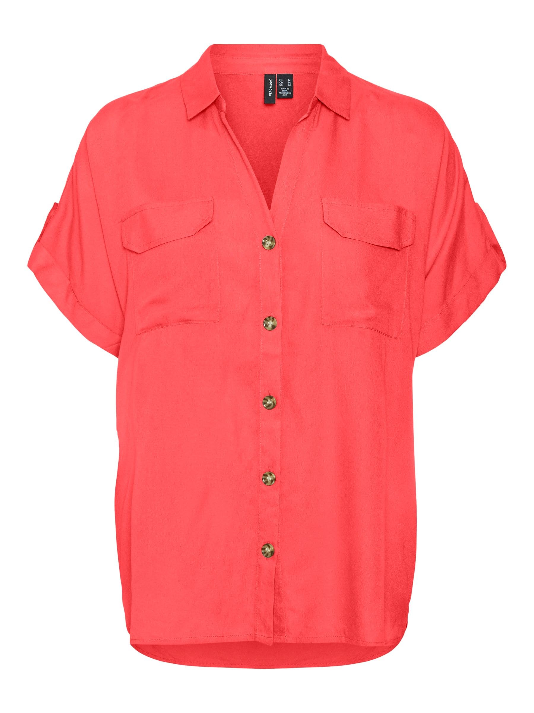 VERO MODA Vmbumpy Women's T-Shirt S/S Wvn Ga Noos Short Sleeve Shirt (Pack of 1)