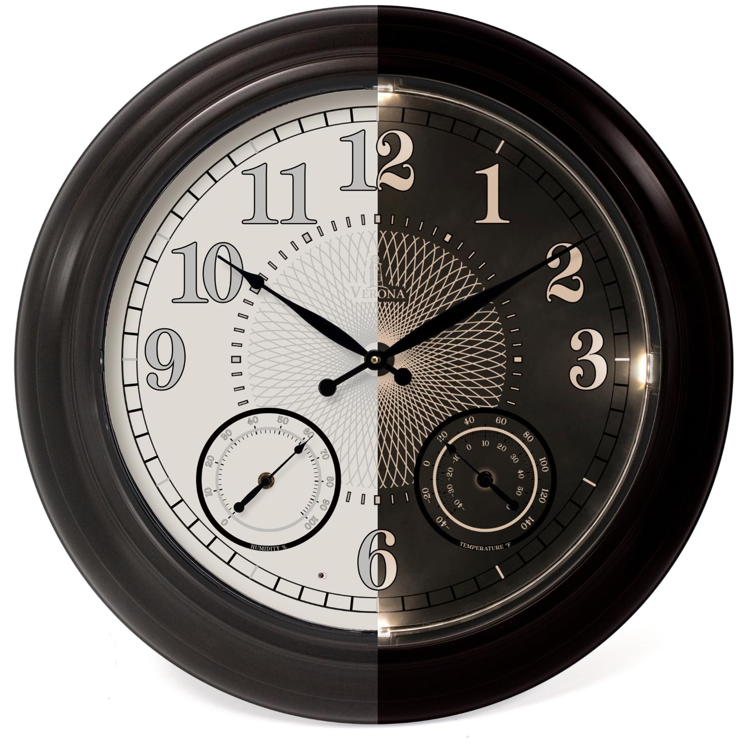 Large Outdoor Patio Clock - Illuminated Waterproof Thermometer, 24 Inch | Weathe