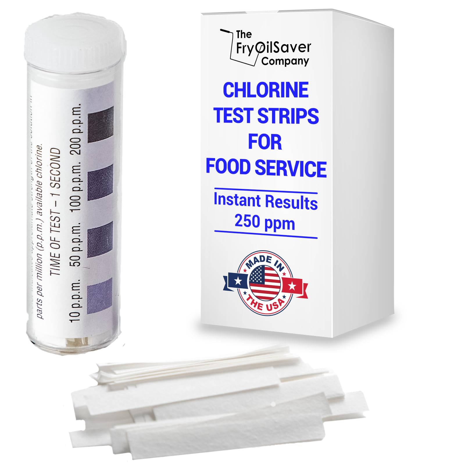 FryOilSaver Co. Chlorine Test Strips, 0-200PPM, 100 Sanitizer Strips | 0-200 PPM