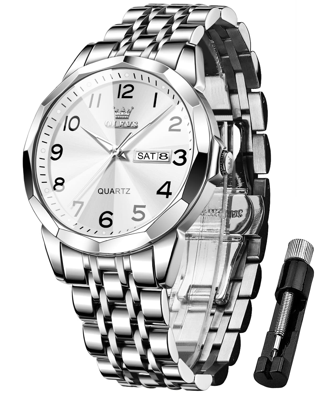 OLEVS Herrenuhren Business Diamant Kleid Luxus Armbanduhr Luminous Leicht zu les