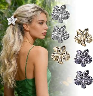 6Pcs Plumeria Flower Hair Clips for Women Gradient Color Accessories Tropical Hair Clips Colorful Floral Hair Pins