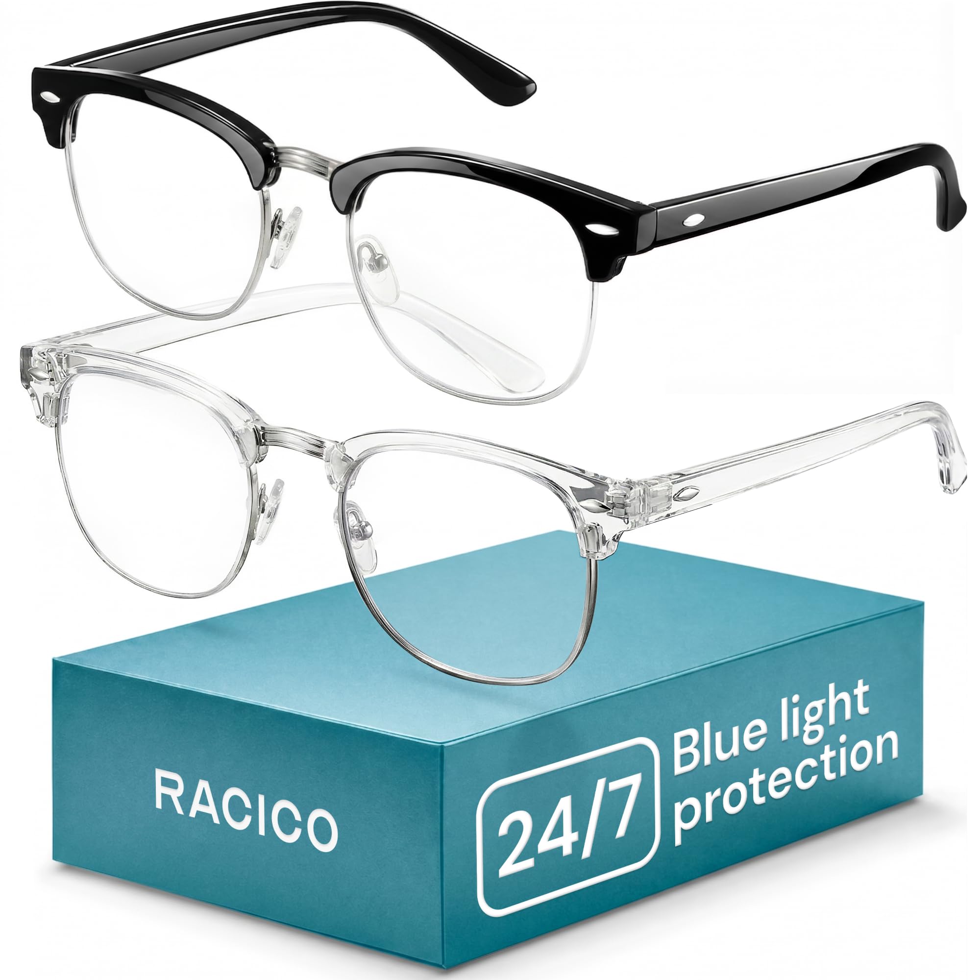 racico Blue Light Glasses for Men & Women | Gaming Blocking Anti Eyestrain, UV C