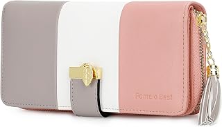 Pomelo Best Womens Wallet RFID Blocking Wallet for Women Bifold Large Capacity Card Holder Ladies Long Purse with ID Window Zipper Coin Pocket