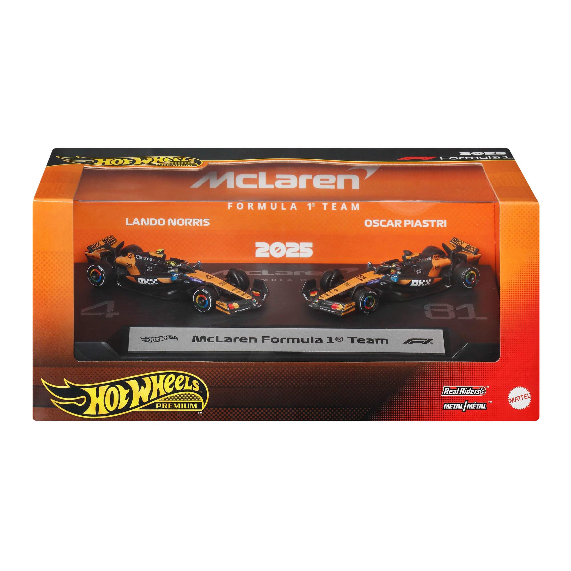 ​Hot Wheels Premium McLaren Formula 1 Toy Car 2-Pack | Collectible Racecars Feat