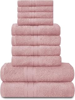 GC GAVENO CAVAILIA Towels Family Bale Set - 10 Piece 100% Egyptian Cotton, 4x Face 4x Hand 2x Bath Towel, Premium Quality Highly Water Absorbent Bathroom Accessories, Machine Washable, Blush Pink