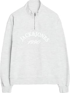 JACK & JONES Jorbleecker Branding Sweat High Neck BF, Bright White, S