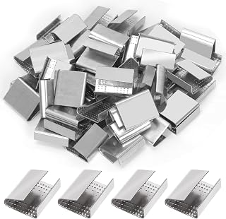 Swpeet 100Pcs 3/4" Packaging Open (Snap-On) Seals Assortment Kit,Sturdy Metal Clips Banding Strapping Clips Strapping Metal Buckle for Strap Width Steel Strapping