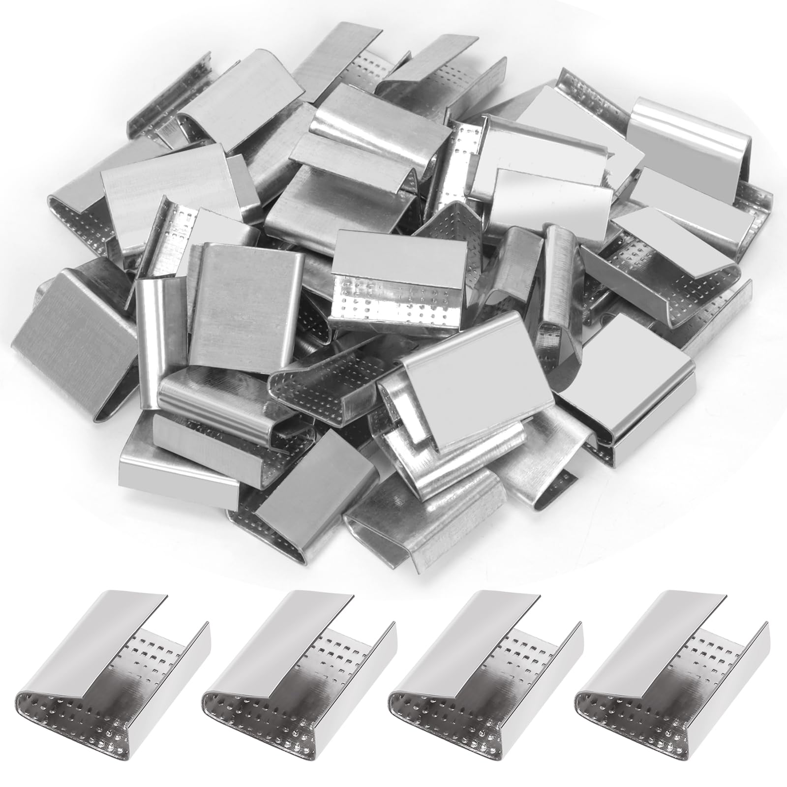 Swpeet 100Pcs 3/4" Packaging Open (Snap-On) Seals Assortment Kit,Sturdy Metal Cl