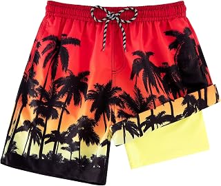 Kids4ever Boys Swim Trunks Quick Dry Compression Lining Boxer Anti Chafing Beach Bathing Suit Surfing Shorts 7-18 Years