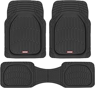 Motor Trend FlexTough Floor Mats for Cars, Black Deep Dish All-Weather Car Mats, Waterproof Trim-to Fit Automotive Floor Mats for Cars Trucks SUV, Universal Floor Liner Car Accessories