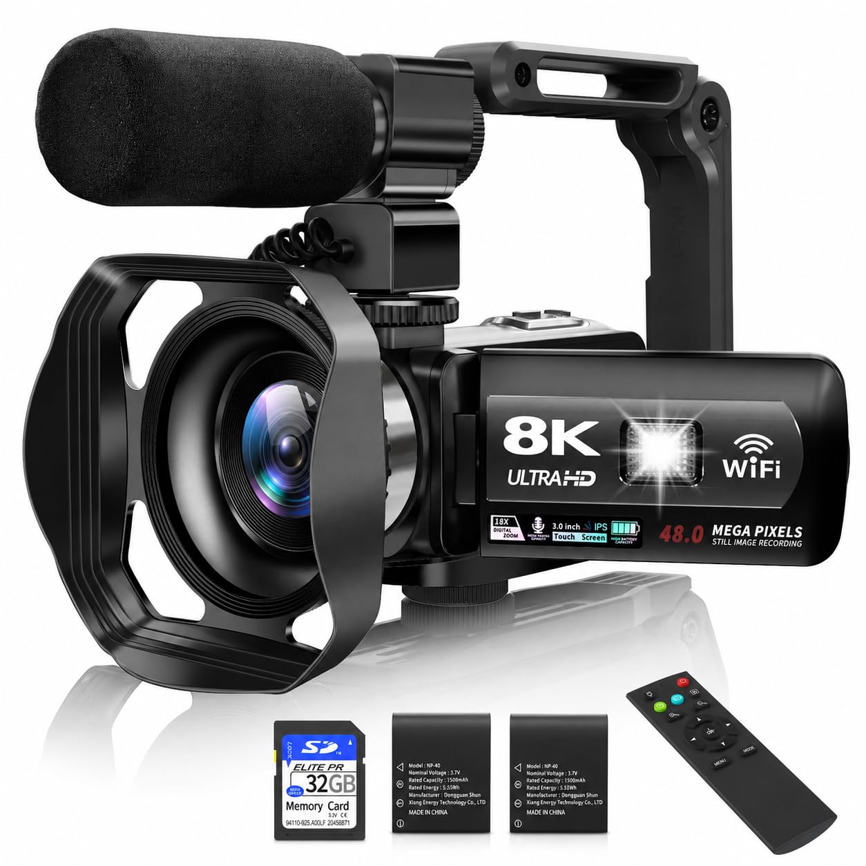 8K Video Camera, 48MP Vlogging Camcorder With IR Night Vision for Youtubers | Wi