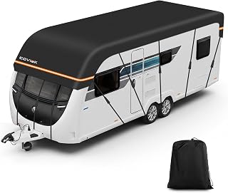 Coviek Caravan Cover Roof 420D Oxford Fabric PU-Coated Waterproof 5000mm | Caravan Top Cover for Motorhome & RV with 14 Adjustable Straps and Widened Hooks, 6.5 x 3.1m