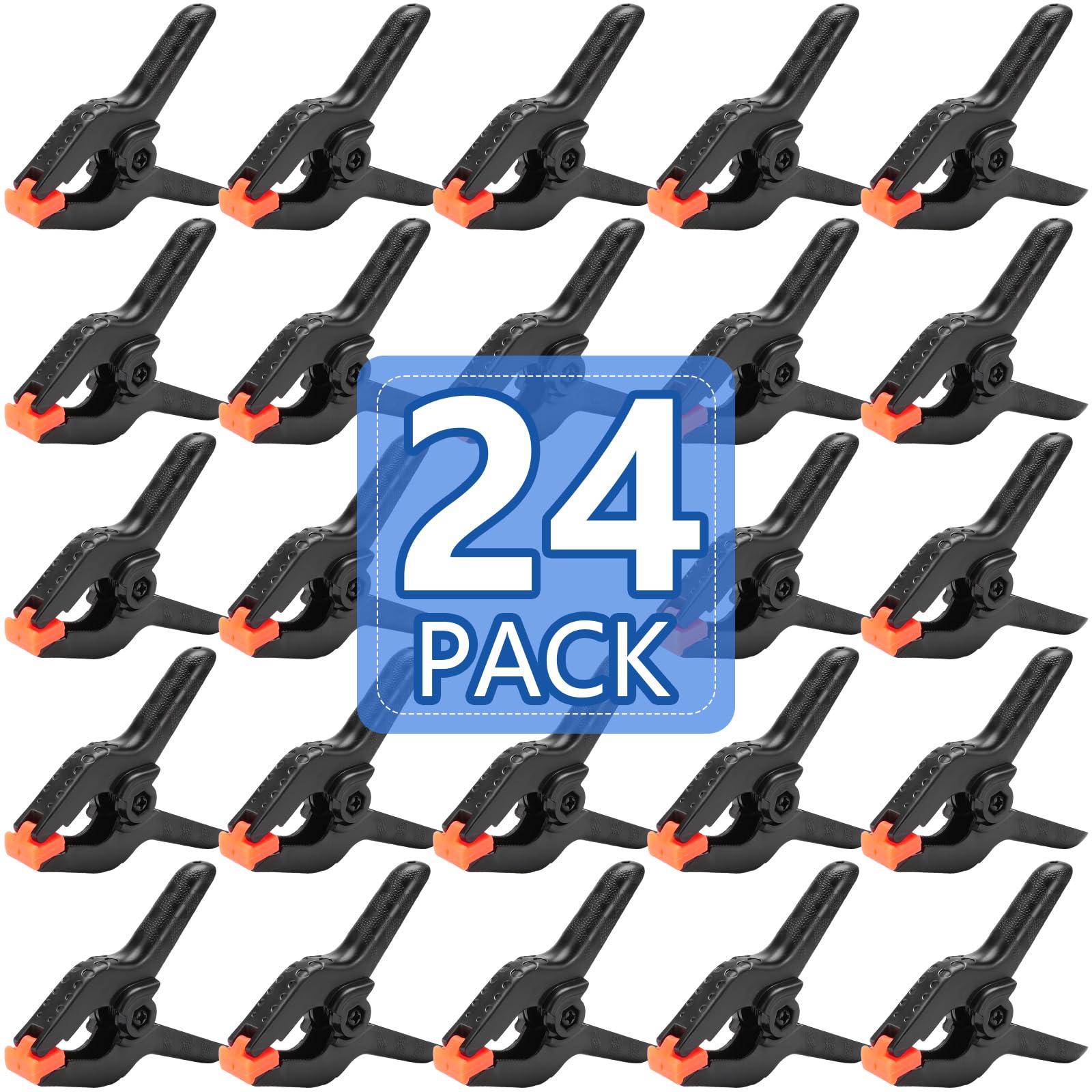 24 Pack 3.5 inch Plastic Spring Clamps, Backdrop Clips | Black Heavy Duty Clips,