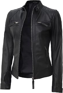 Real Womens Leather Jacket - Cafe Racer Style Leather Jackets for Women