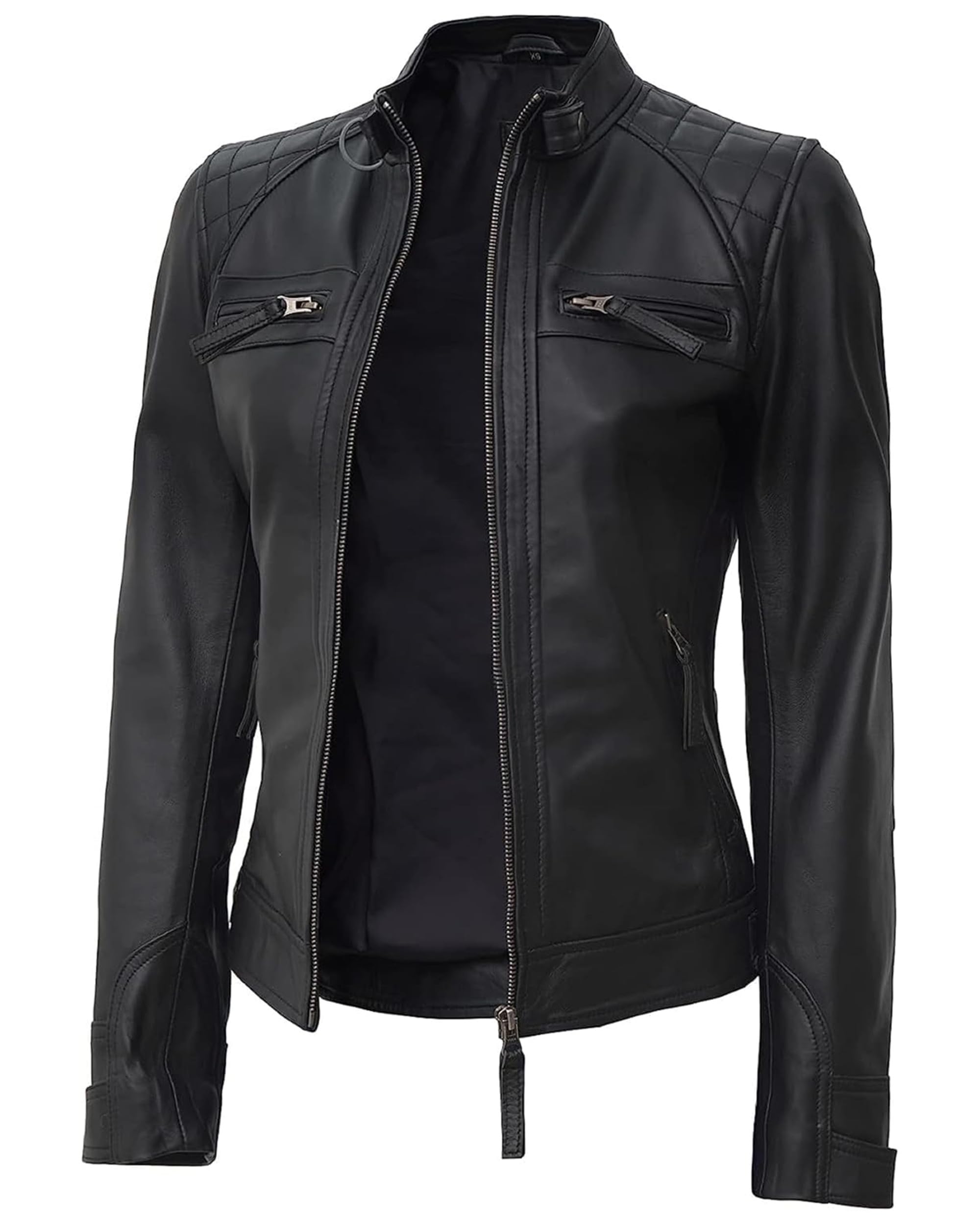 Real Womens Leather Jacket - Cafe Racer Style Leather Jackets for Women