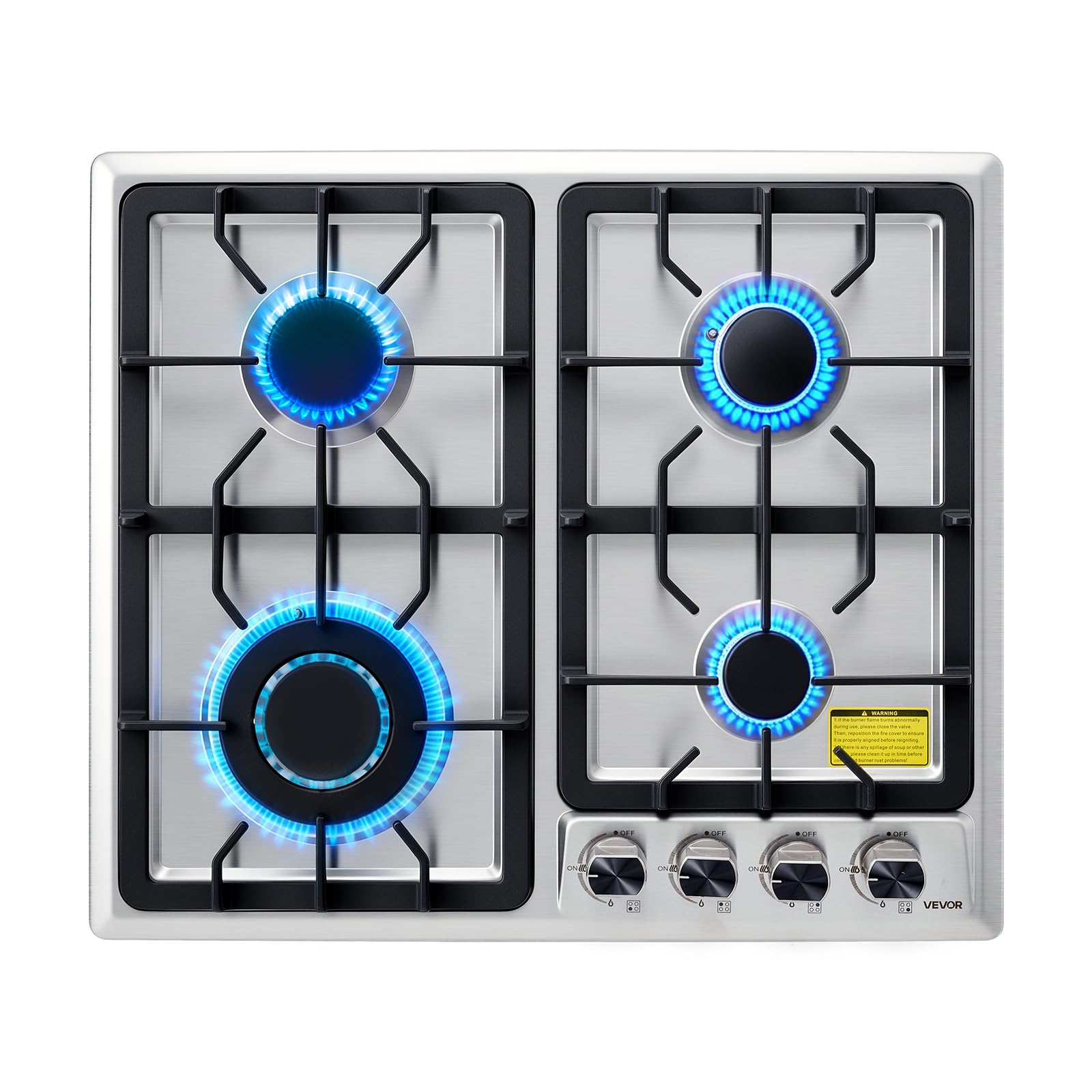 VEVOR 24 inch Gas Cooktop 4 Burners Gas Stove Top, Max 27000BTU Built-in Stainle