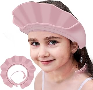 KOMIDK Baby Kids Shower Cap Shampoo Bath Bathing Hat | Silicone Adjustable Washing Hair Shower Bathing Protection Shower Cap for Toddler, Baby, Kid, Children (Pink)