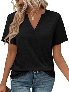 WEESO Chemisier d'été à manches courtes et col en V pour femme - Coupe ample - Tendance