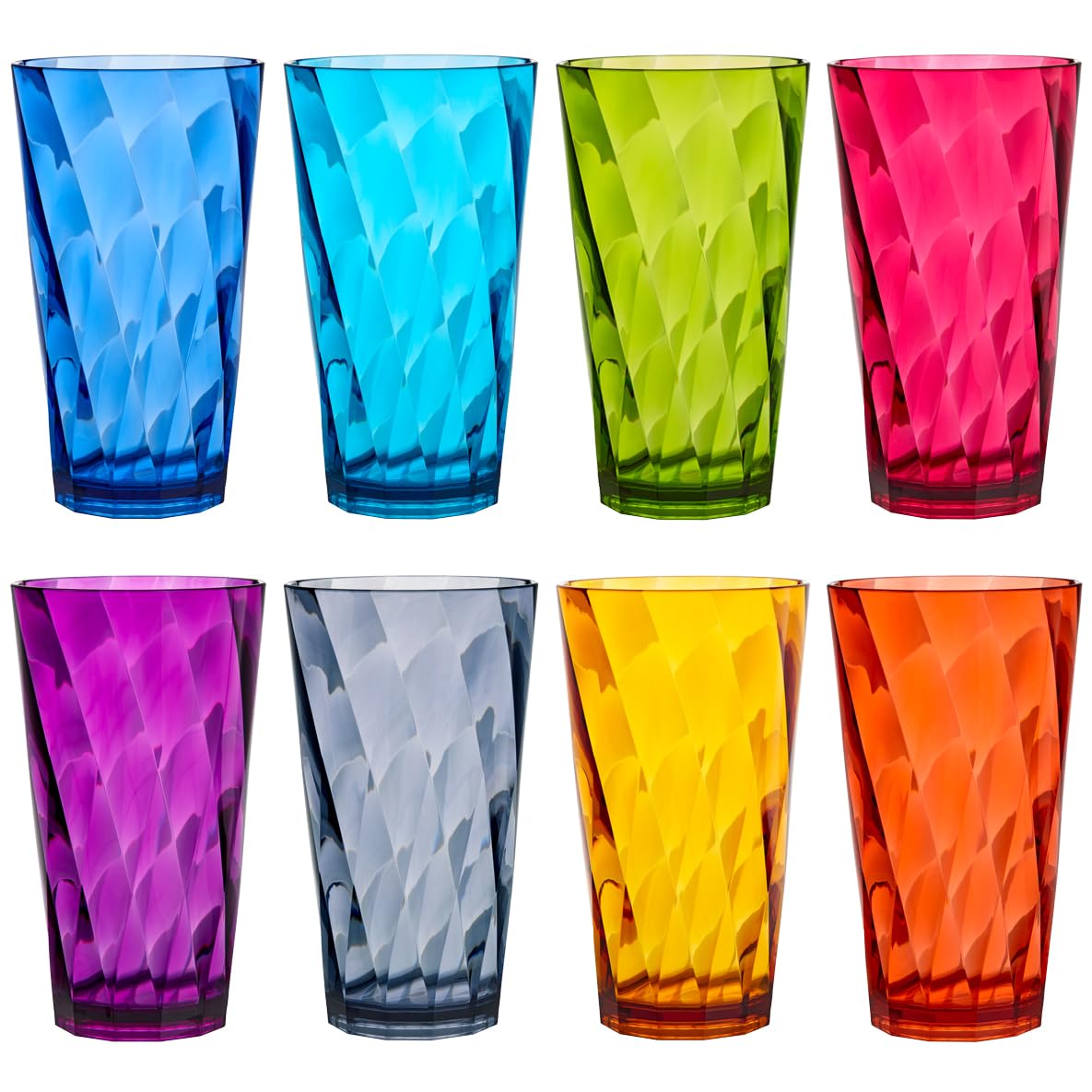US Acrylic Optix Plastic Reusable Drinking Glasses (Set of 8) 20oz Water Cups in