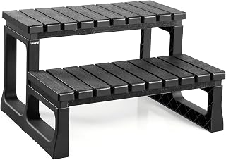 VEVOR Hot Tub Steps, 2-Step Spa Outdoor Stairs, Heavy Duty 23.6 inch Wide PP Above-Ground/Inflatable Pool Ladder with 320 lbs Weight Capacity, Multi-Use for Porch, Patio, Deck, Campers, Black