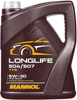 MANNOL 7715 Longlife 5W-30 504/507 Synthetic Engine Oil ACEA C3 5L | For petrol and diesel engines with pump nozzle, meets API SN, MB 229.51, VW 504 00/507 00, BMW Longlife-04, Porsche C30