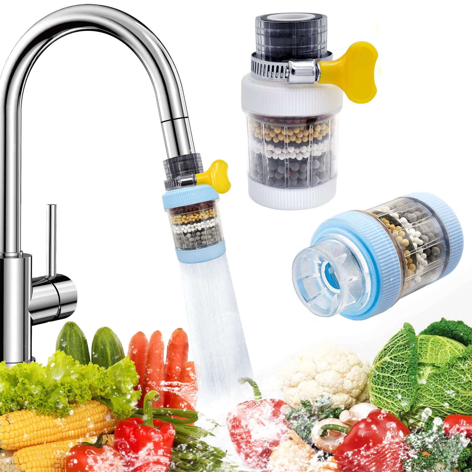 Faucet Tap Water Filter, Uooker 2 Pcs Activated Carbon Kitchen Tap Filter, Remov
