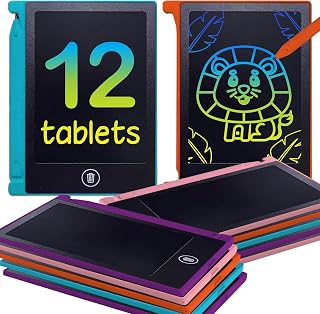 Playtapus Mini LCD Writing Tablet for Kids, 12 Pack – 4.5" Reusable Doodle Boards, Non-Candy Party Favors, Goodie Bag Fillers, Classroom Prizes, Screen-Free Travel Toys for Boys & Girls Ages 3-8
