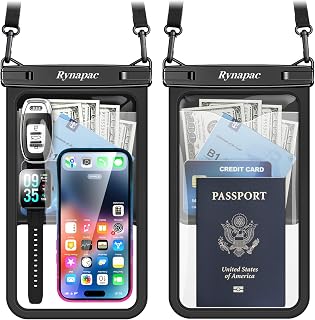 Rynapac Large Waterproof Phone Pouch Up to 10", 2 Pack IPX8 Protector Pouch | Touchscreen Waterproof Phone Case, Underwater Photography, Adjustable Lanyard, Fits All Phones, Beach Cruise Essentials 2026