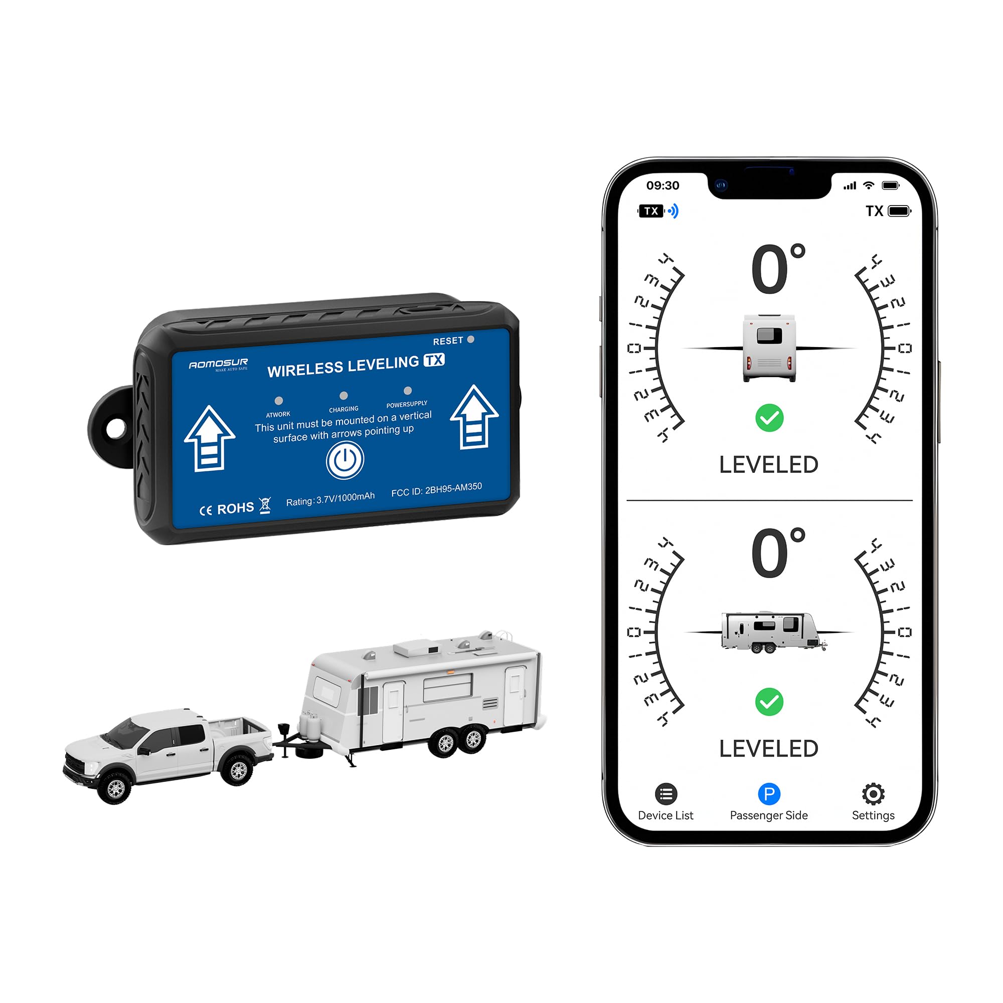Wireless RV Leveling System Bluetooth App - Rechargeable Magnetic Camper Leveler