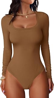 ANRABESS Body da donna con scollo rotondo a maniche lunghe Top 2025 Autunno Slim Fit Maglia a coste Sexy Soft Camicie di base Abiti alla moda