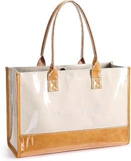 KALIDI - Borsa a tracolla in PVC da donna, grande, in carta kraft, borsa da lavoro, borsa da viaggio, spiaggia, shopping, borsa a tracolla in plastica