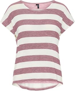 VERO MODA Women's Crew Neck Striped T-Shirt