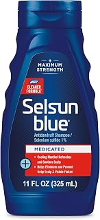 Selsun Blue Medicated Antidandruff Shampoo, 11 fl. oz. | Maximum strength scalp treatment with 1% selenium sulfide, itchy scalp relief, for soft and silky hair