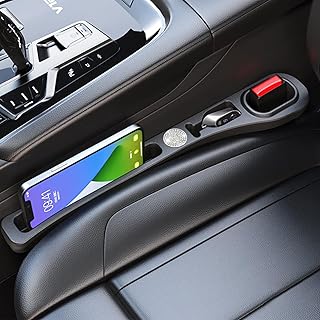MBERFITU 2 Pack Car Seat Gap Filler Organizer, PU Leather Seat Crevice Blocker Fill The Gap Between Seat and Center Console Stop Things from Dropping (Updated Version)