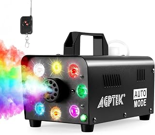 AGPTEK Fog Machine, 500W RGB LED Smoke Machine, Low Fluid Auto Shutoff | Upgraded Auto Mode, Wireless Remote, 2000CFM, RGB LED Lights, for Halloween Christmas Wedding Party DJ Stage, Portable
