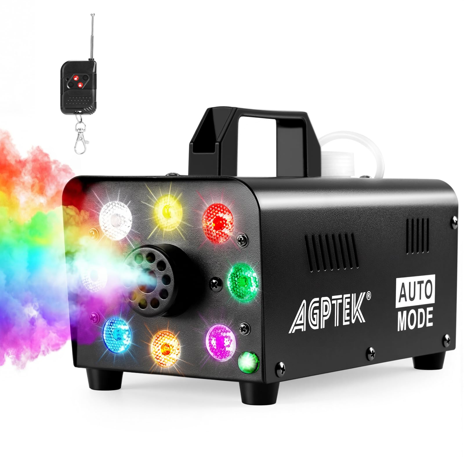 AGPTEK Fog Machine, 500W RGB LED Smoke Machine, Low Fluid Auto Shutoff | Upgrade