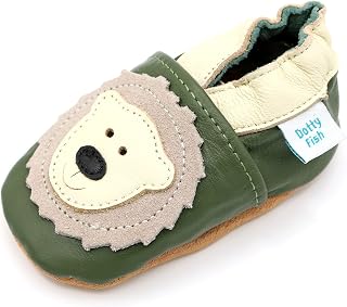 Dotty Fish Soft Sole Leather Baby Shoes - Barefoot, Non-Slip, Unisex