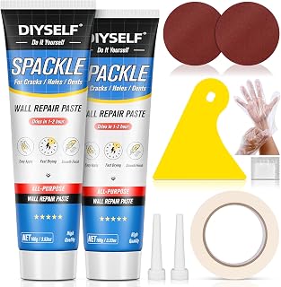 DIYSELF 9 Pack Drywall Repair Kit Spackle Fast-Drying Concrete Crack Filler | Complete Repair Tools, Easy-to-Apply Wall Putty for Cracks, Nail Holes, Wall Filler for Gaps, Homes, Apartments and Renters