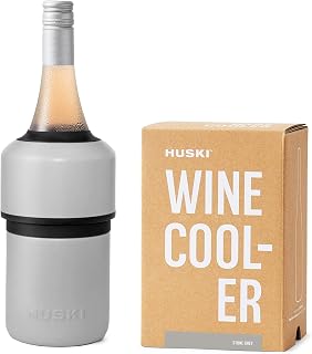 Huski Wine Chiller | Award Winning Iceless Design | Keeps Wine Cold up to 6 Hours | Wine Accessory | Next Generation Ice Bucket | Fits Some Champagne Bottles | Gift for Wine Lovers (Stone Grey)