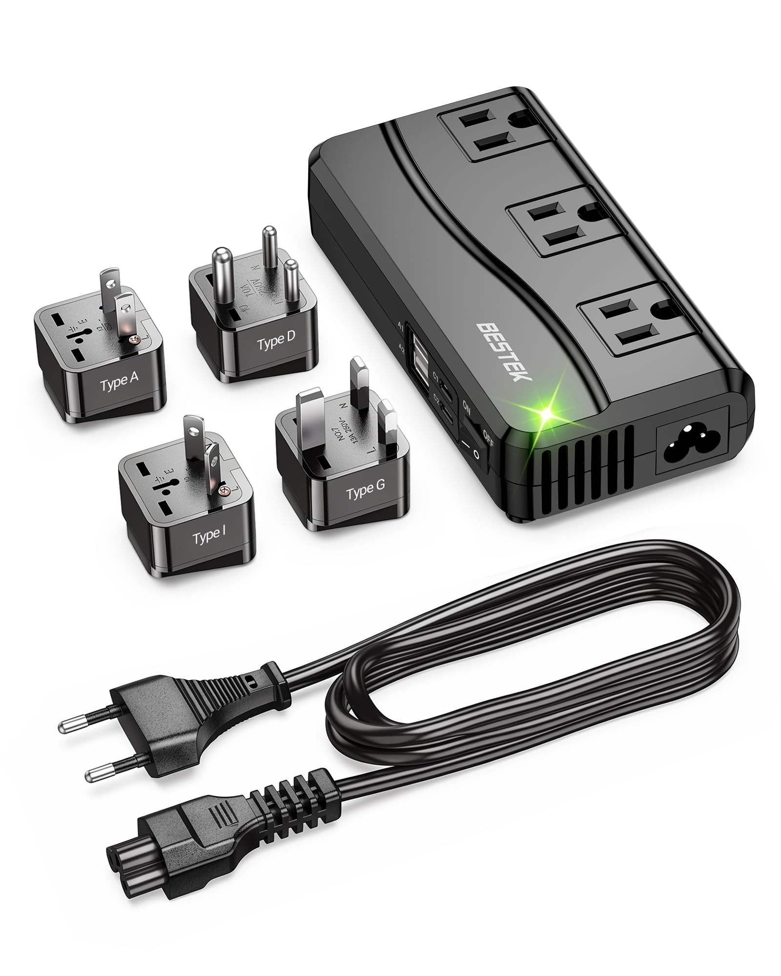 BESTEK Universal Travel Adapter 220V to 110V Voltage Converter, 250W Step Down P