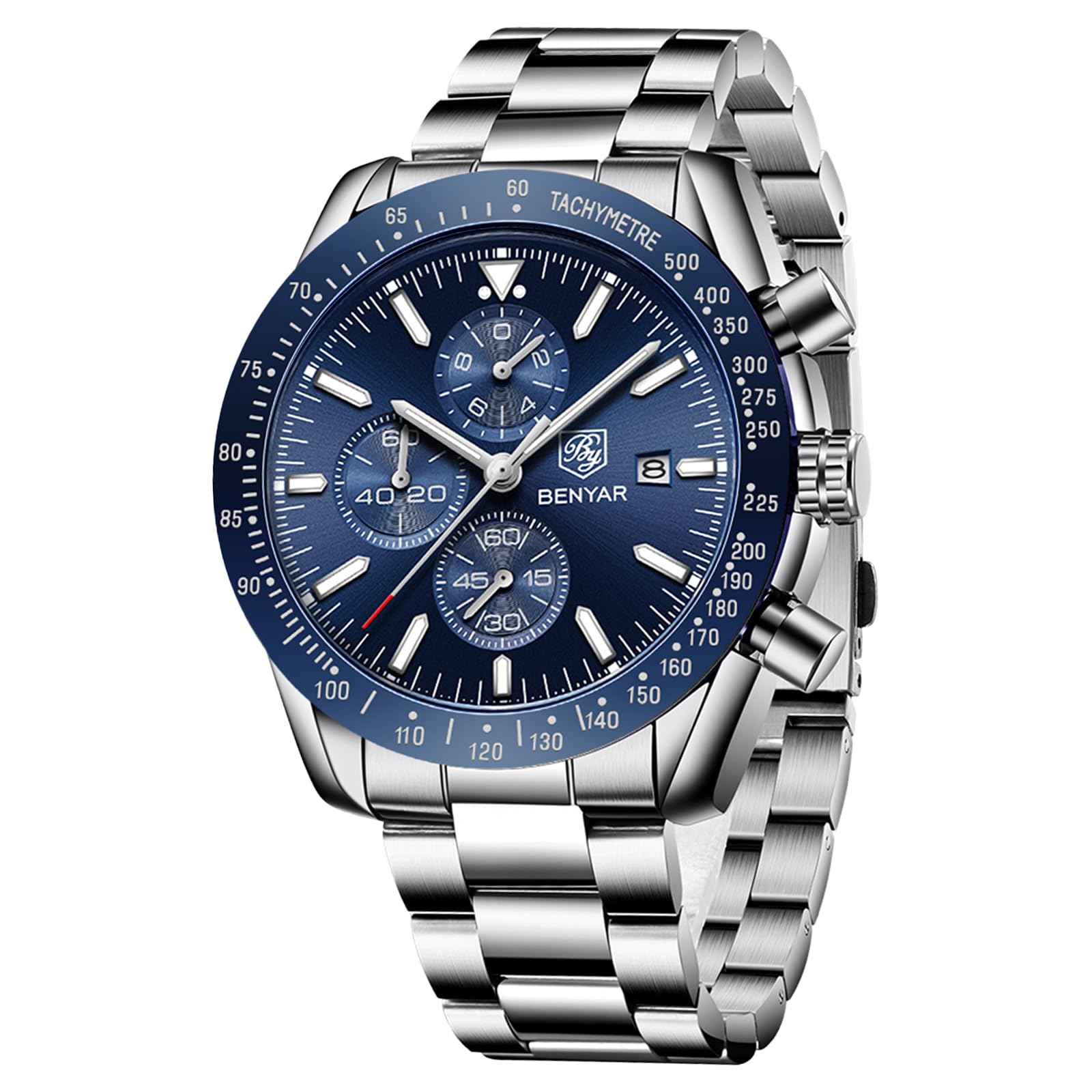 BENYAR Mens Watches Quartz Movement Chronograph Leather Strap Fashion Business S