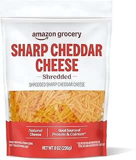 Amazon Grocery, Sharp Cheddar Cheese, Shredded, 8 Oz