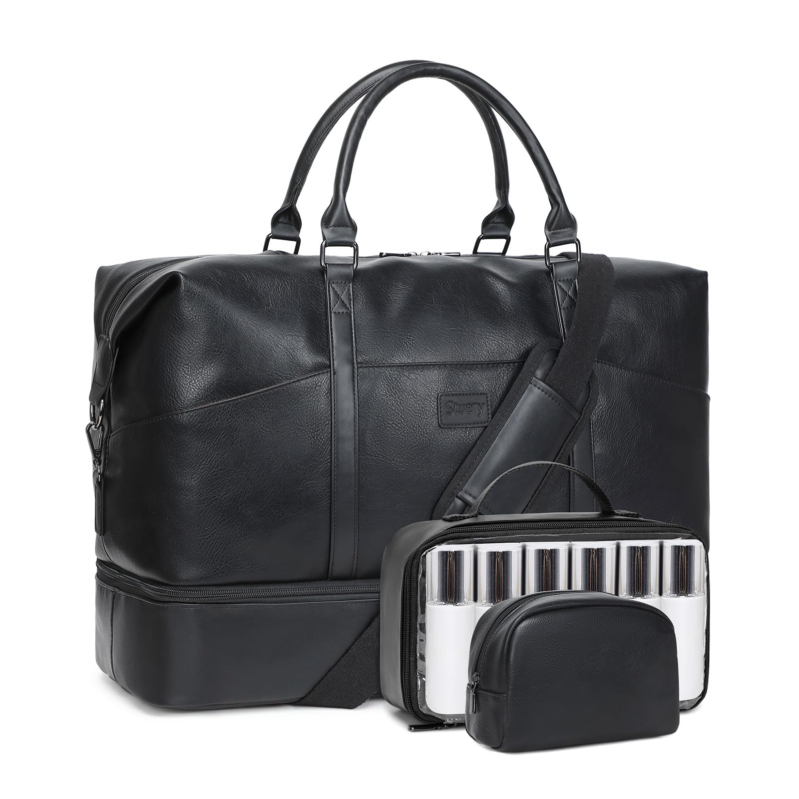 Leather Canvas Weekender Bags for Women: Large Overnight Bags Travel Duffel Bag 