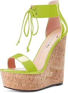 CASTAMERE Women's High Wedge Platform Heel Open Toe Ankle Straps Lace Sandals Clear Dress 15 cm Heels