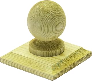 Timber Wooden Fence Post Cap & Ball Finial 120x120mm – Fits 4x4" Square Posts – Tanalised Pressure Treated EU Wood with Overhang for Better Protection – (Green Stain)