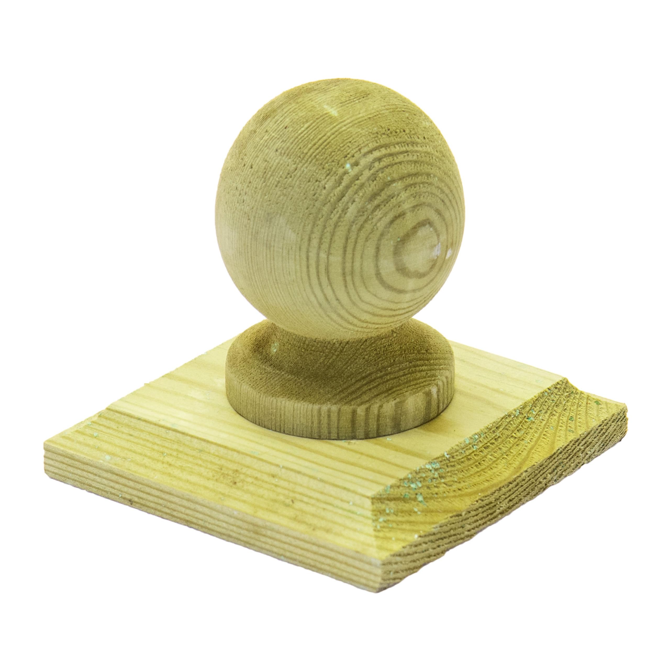 Timber Wooden Fence Post Cap & Ball Finial 120x120mm – Fits 4x4" Square Posts – 