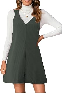 Milumia Women's Corduroy Overalls Dress Mini Pinafore Jumpers Fall Dresses