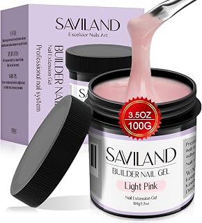 SAVILAND Builder Nail Gel Light Pink 3.5 oz Nail Extensions & Manicure Art | Strong Shaping Power For Nail Extension, Salon&Home DIY, Natural Resin No Odor, High-Gloss Durable, Cures Under U V/LED Lamp